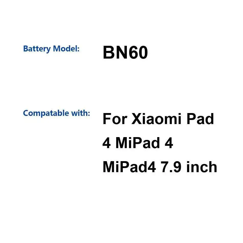 

Long-Lasting Tablet Battery Lightweight BN60 For Xiaomi Pad 4 7.9 Inch 5810Mah