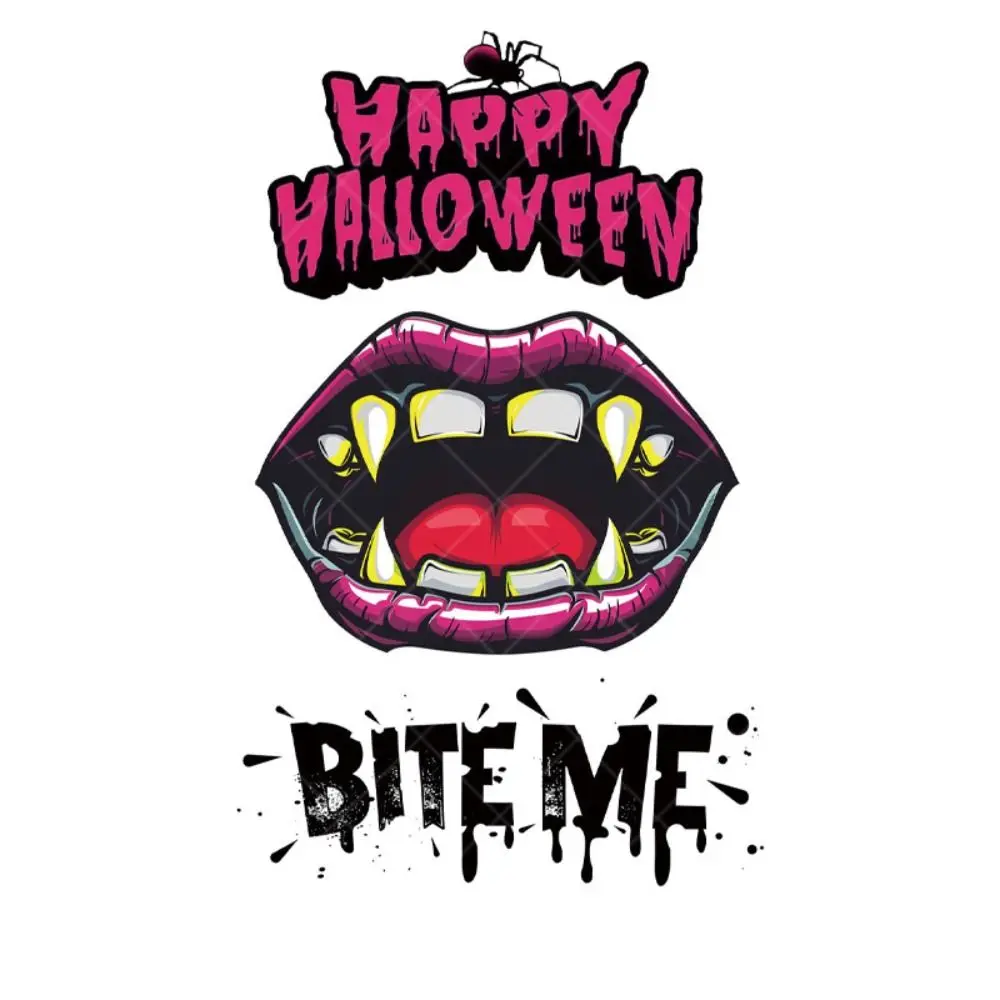 36Sheets Fake Tatto Halloween Tattoo Stickers Disposable Zombie Big Mouth Face Sticker Waterproof Eye Decals Body Art Stickers