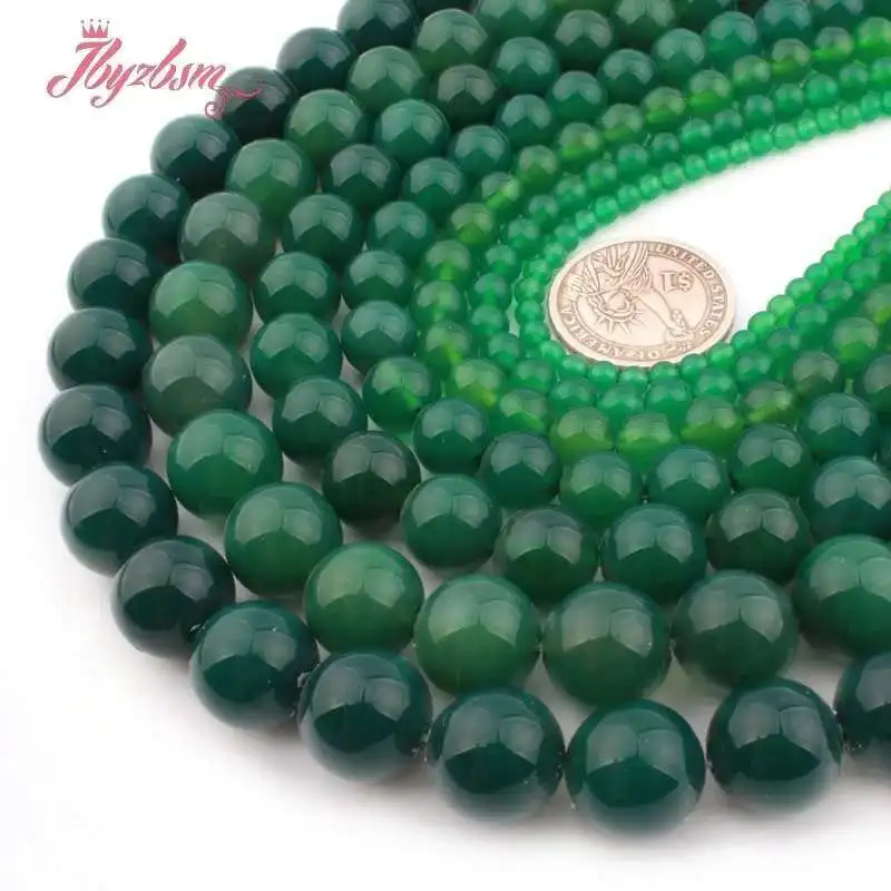 

Natural Round Green Agate Smooth Stone Beads For Jewelry Making DIY Necklace Bracelet Strand 15" DIY Loose Beads 6/8/10/12/mm