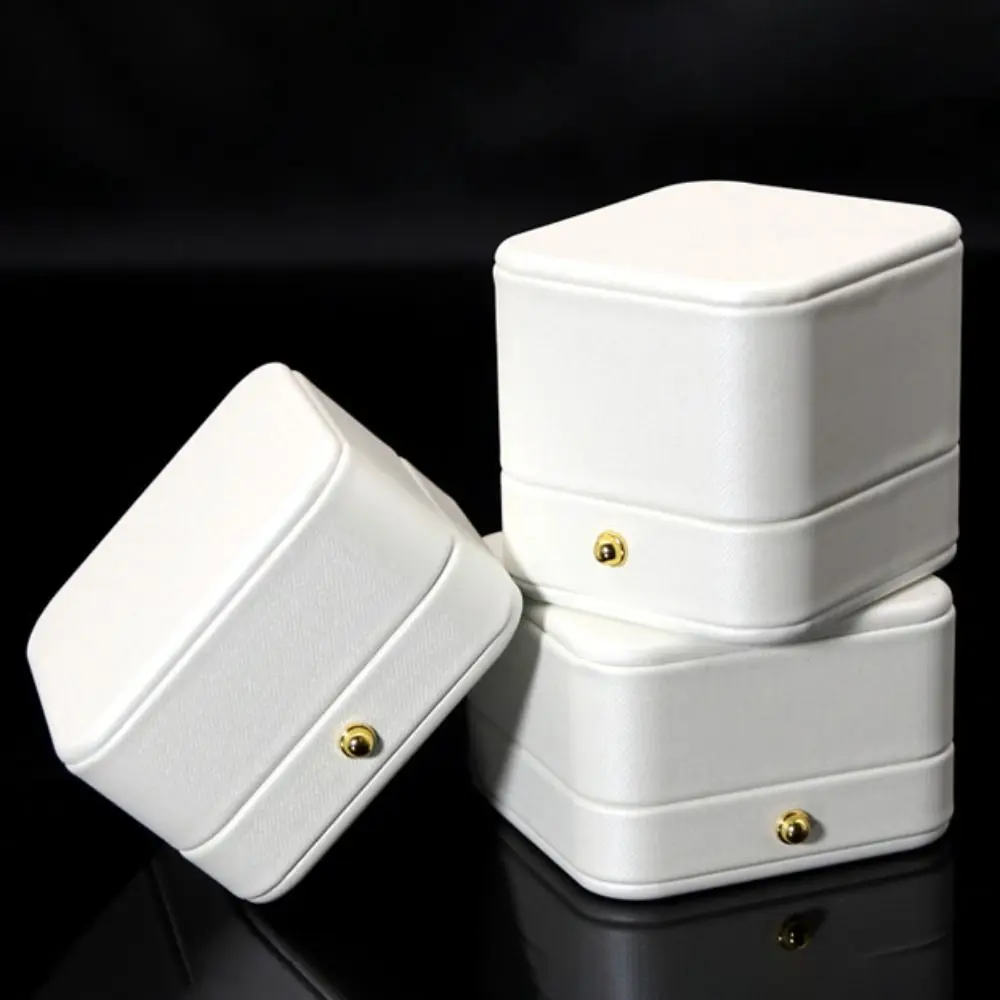 

PU Leather Jewelry Gift Box Flannel Lining Multiple Specifications Jewelry Packaging Box White Ring Case Wedding