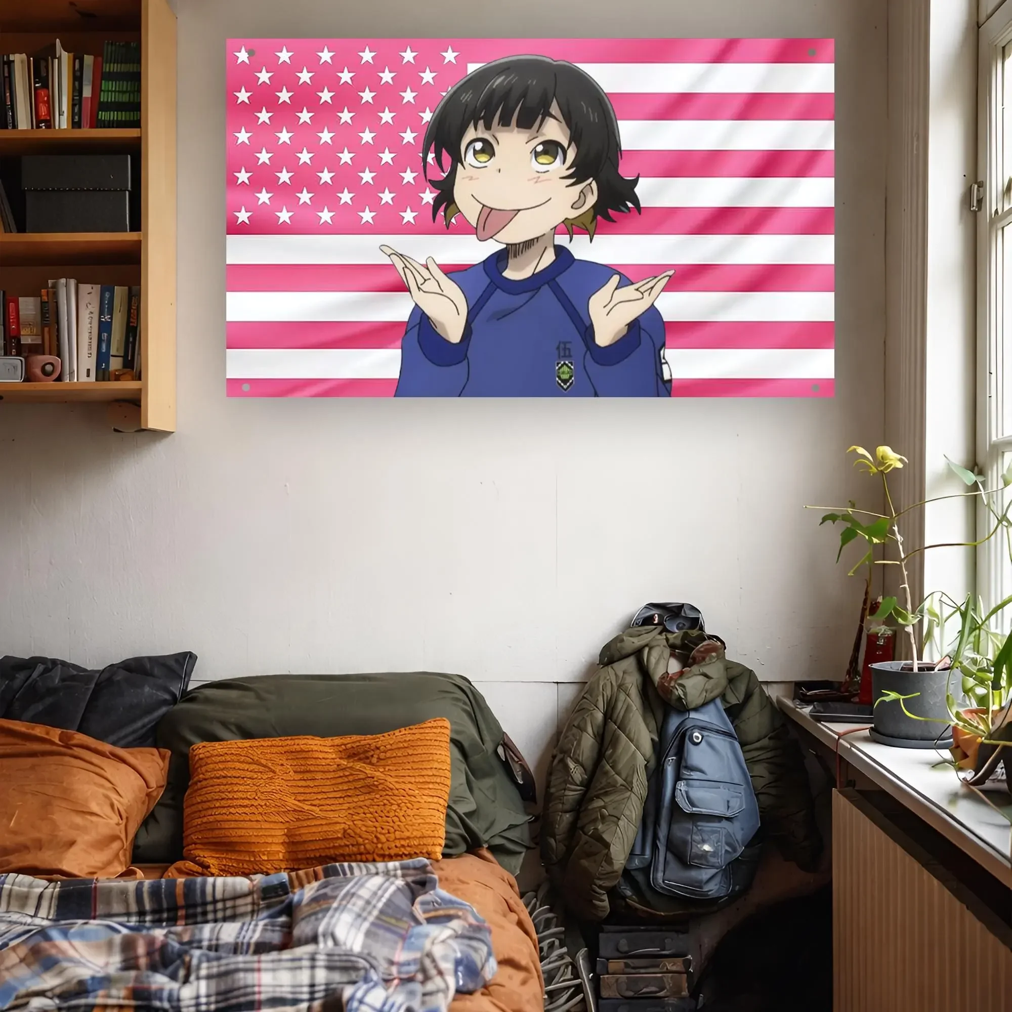 Blue Lock Cartoon Bachira Meguru Flag Room Decoration Garage Flags Flaga Tapestry Outdoor Decors Barber Shop Advertising Custom