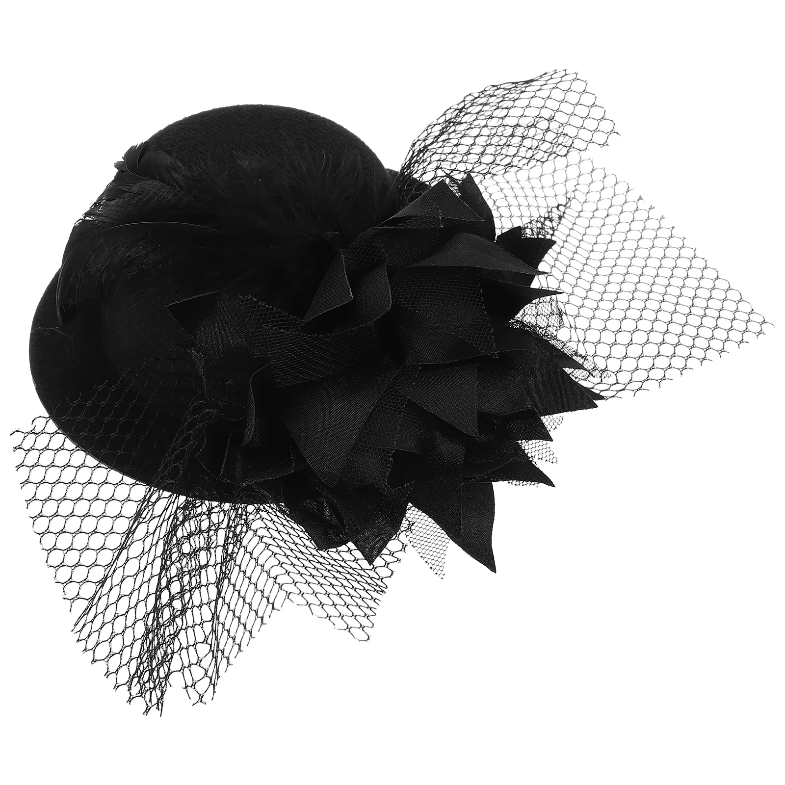 Fashion Women's Ladies Flower Decor Hair Clip  Fascinator Burlesque Punk Mini Hat - One Size (Black)