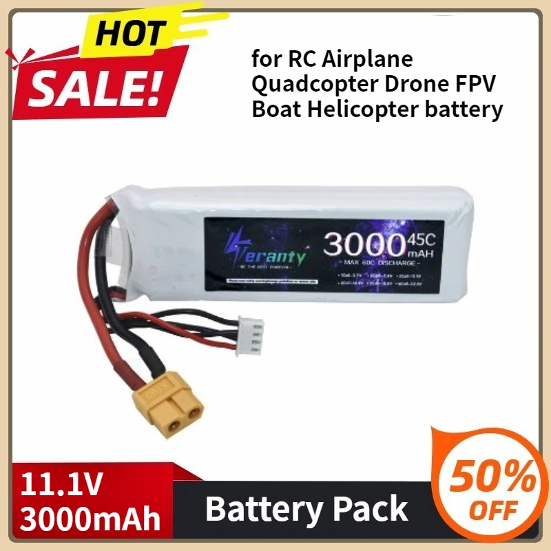 

Новый аккумулятор Lipo с разъемом XT60 DEANS T XT30 JST для радиоуправляемого самолета, квадрокоптера, дрона, FPV, лодки, вертолета 11,1 В, 3000 мАч, 3S 45C