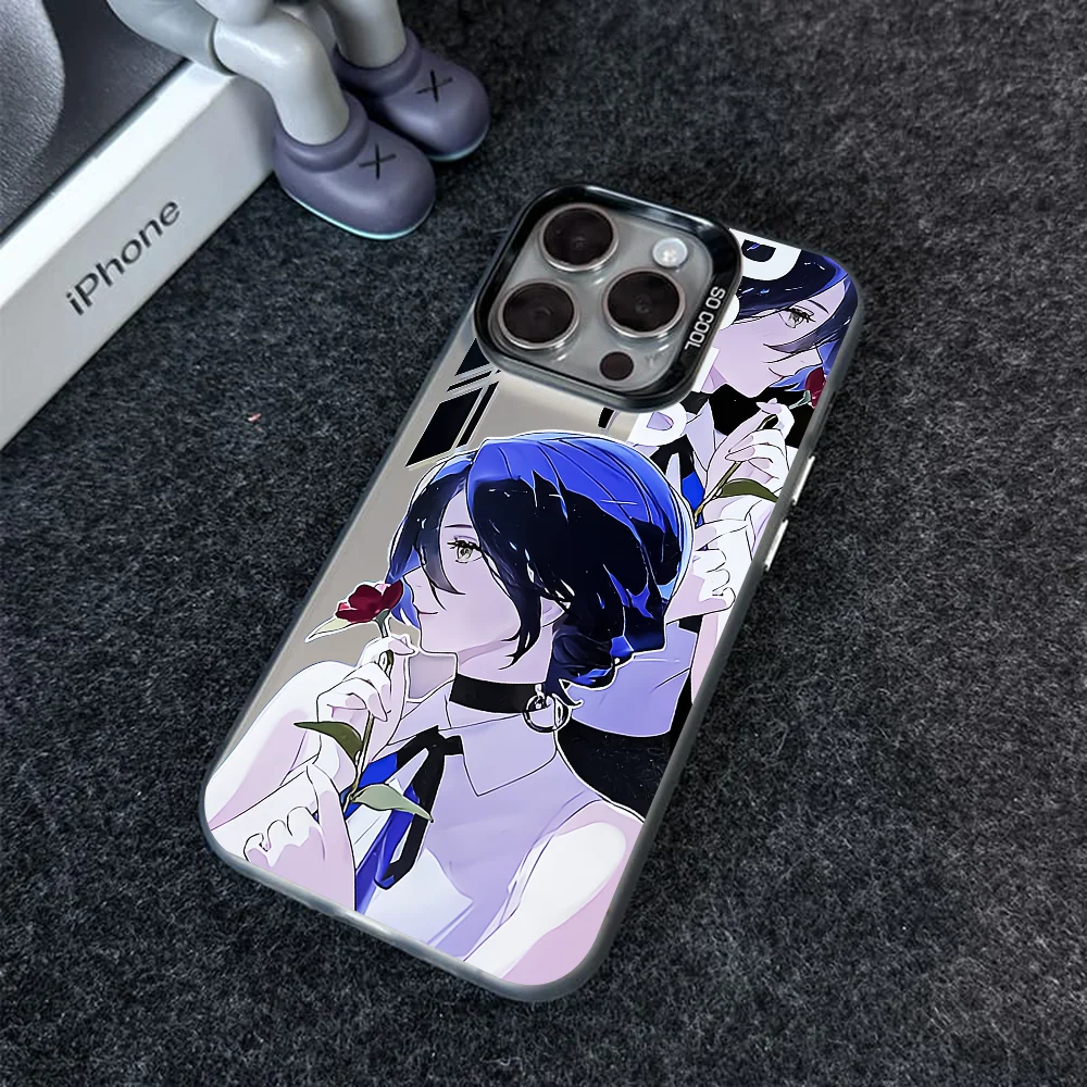 Reze Chainsaw Man Anime Girl Phone Case IMD Color Silver Shell For IPhone 16 15 14 13 12 Pro Max Plus