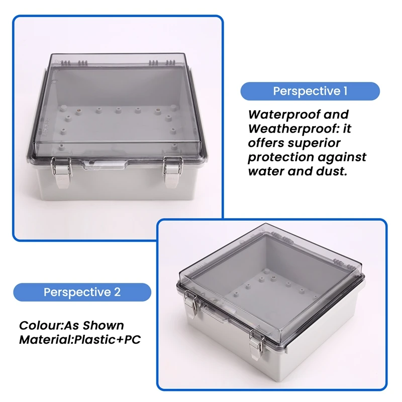 Clear Electrical Enclosure Box Outdoor Plastic Junction Box Weatherproof Electrical Box 210*210*100Mm