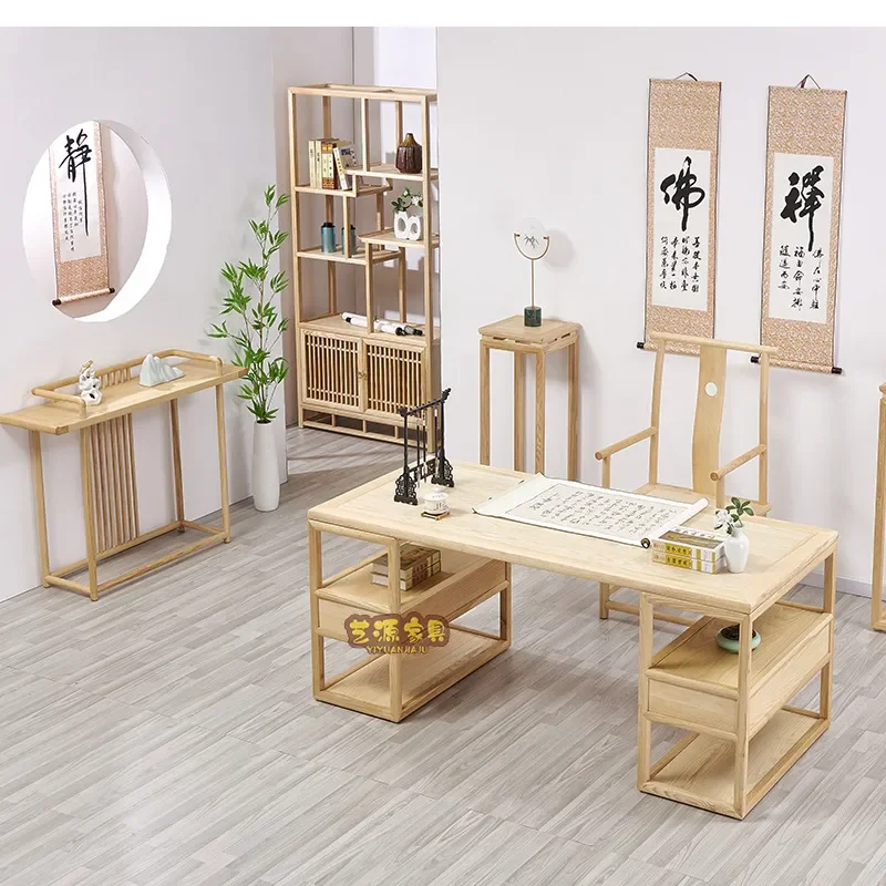 for Chinese Solid Wood Desk Ash Wood Painting Case Table Simple Computer Study Calligraphy Writing Desk