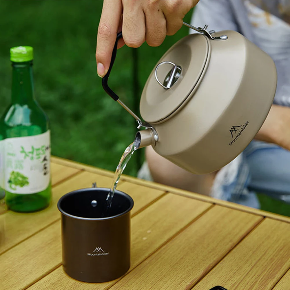 1.4L Portable Whistling Teapot with Handle Ultralight Coffee Water Kettle for Outdoor Travel Camping Cooking