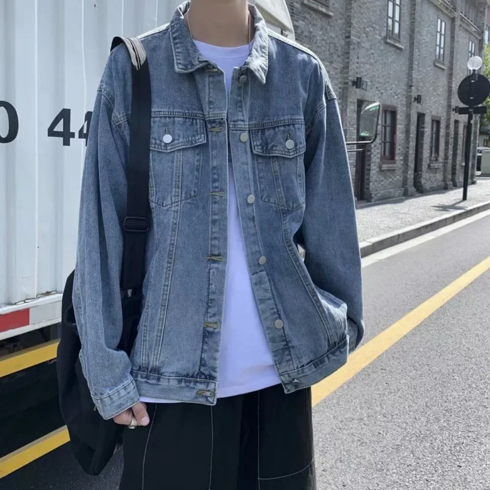 Washed Men Jackets Long Sleeve Versatile Commuting Couplewear Harajuku Denim Stylish Korean Style Leisure Hipster New Arrival