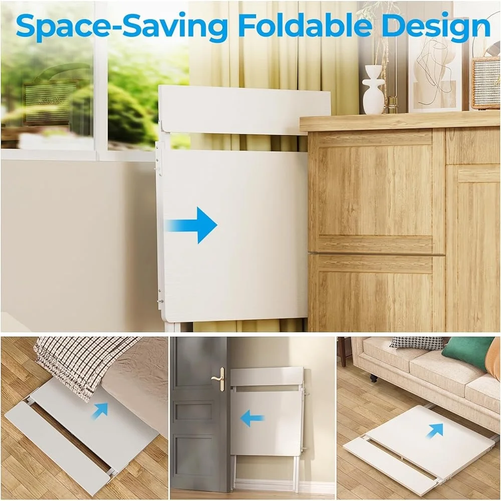 

Folding Desk Small Spaces 23.6 inch Portable Computer Table with Storage Pockets Monitor Stand Easy Assembly Home Office