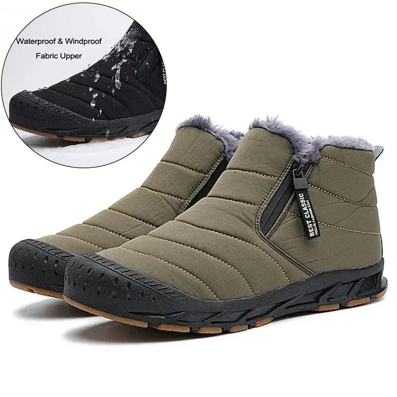 Men Snow Boots Long Plush Ankle Boots Unisex Outdoor Casual Sneakers Big Size Warm Fur Winter Men Shoes Durable Non-slip Boots