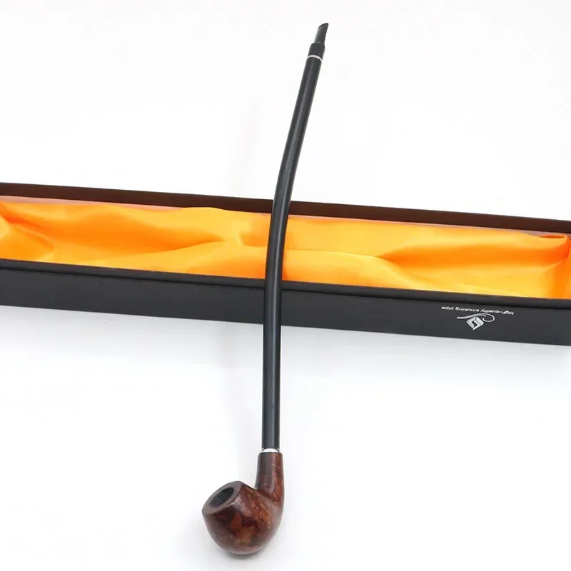 1pcs Classic Wooden Long Cigarette Holder Exquisite Long Brown Handle Wood Tobacco Cigarette Smoke Pipe with Box Father Gift