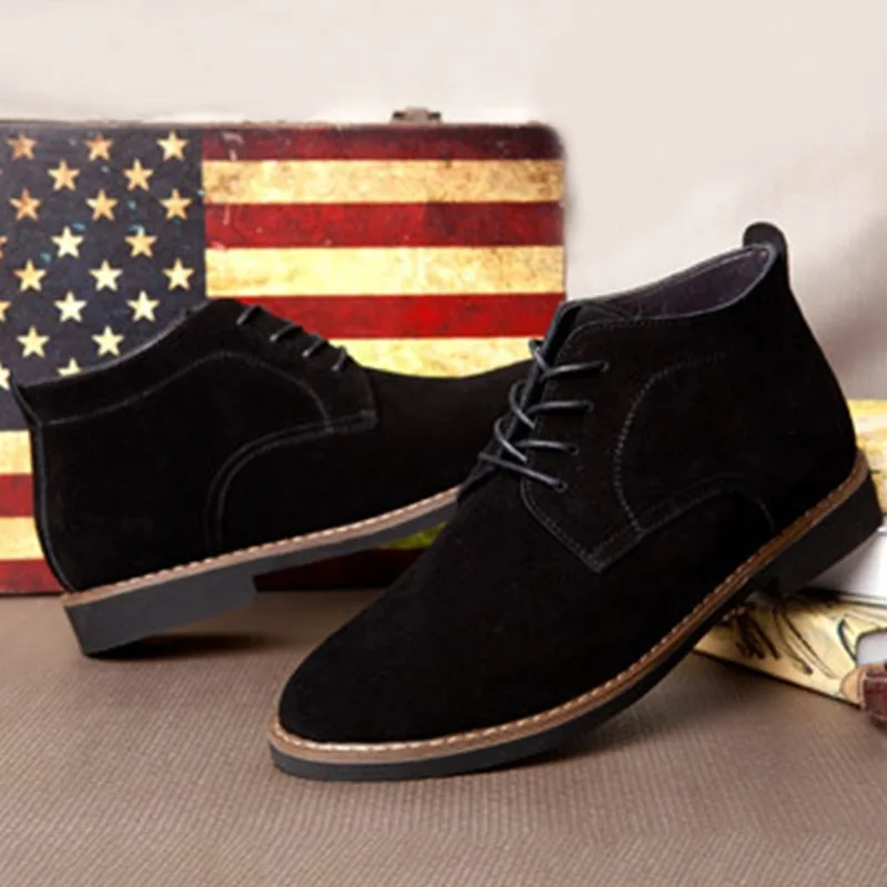 Botines de gamuza de alta calidad para hombre, zapatos de vestir a la moda para actividades al aire libre, botines para hombre, negro, marrón, azul, talla 38-48