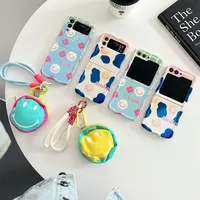 Cartoon Cute Happy Face Phone Case for Samsung Galaxy ZFlip6 4 3 Hard Cover for ZFlip5 Flip3 Zflip4 Solid Shell Bracket