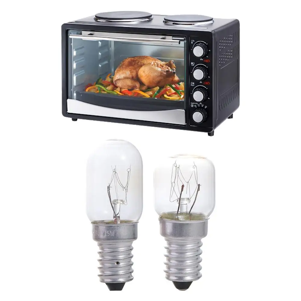 2pcs Oven Light 15W Salt Lamp Bulb Clear Glass E14 Pygmy Light Bulbs Bright 300 Degree Incandescent Bulbs Oven