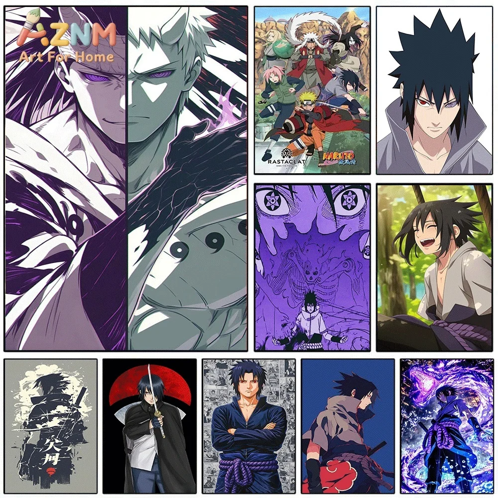 Uchiha Obito Madara Purple Tone Anime Canvas Wall Art Print Poster Unframed Canvas Painting Home Bedroom Living Room Wall Deco