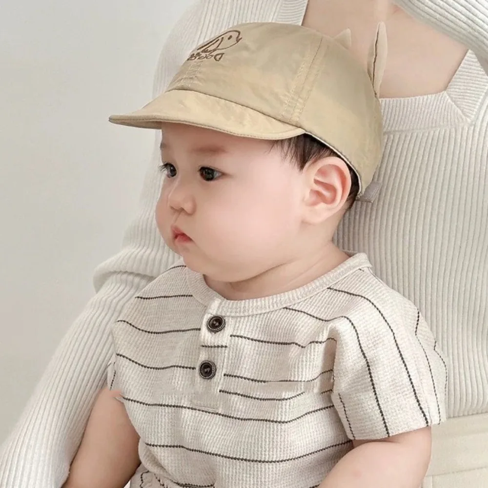

Breathable Dog Ear Peaked Cap Korean Style Embroidered Kids Sun Protection Hat Sunscreen Cartoon Animals Baby Baseball Cap