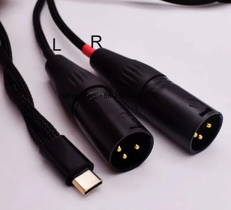 Gold Plated Type C USB C ALC4042 DAC To Dual 3pin XLR Male OCC Cable 384KHZ 32BIT For Phone To Speaker Amplifier