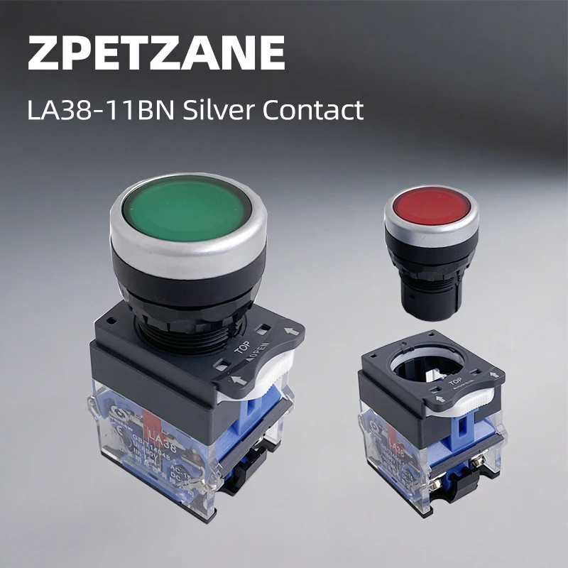 

LA38-11BN Push Button Switch Silver Contact 11GN Opening Size 22mm 10A 1NO1NC 2NO 2NC Reset/Self-locking Start Stop