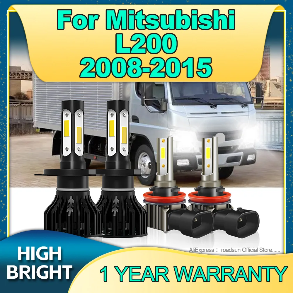 2/4Pcs LED 25000LM Headlights H4 Car Light H11 6000K Fog Lamp For Mitsubishi L200 2008 2009 2010 2011 2012 2013 2014 2015