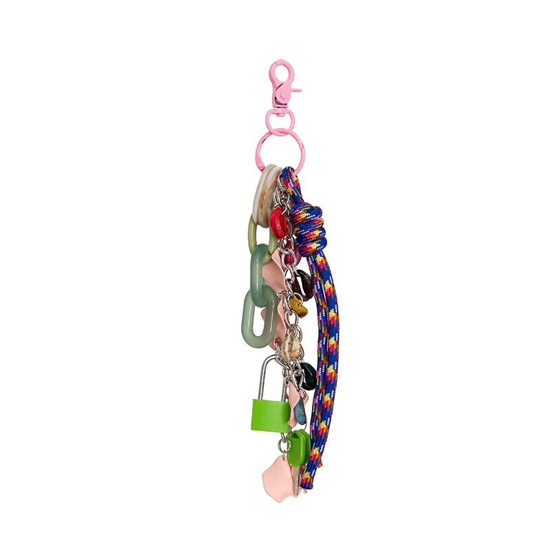 Fashion Creative Lock Key Pendant Keychain Colorful Keyring For Women Bag Charm Handbag Hanging Decoration Car Key Holder image 5
