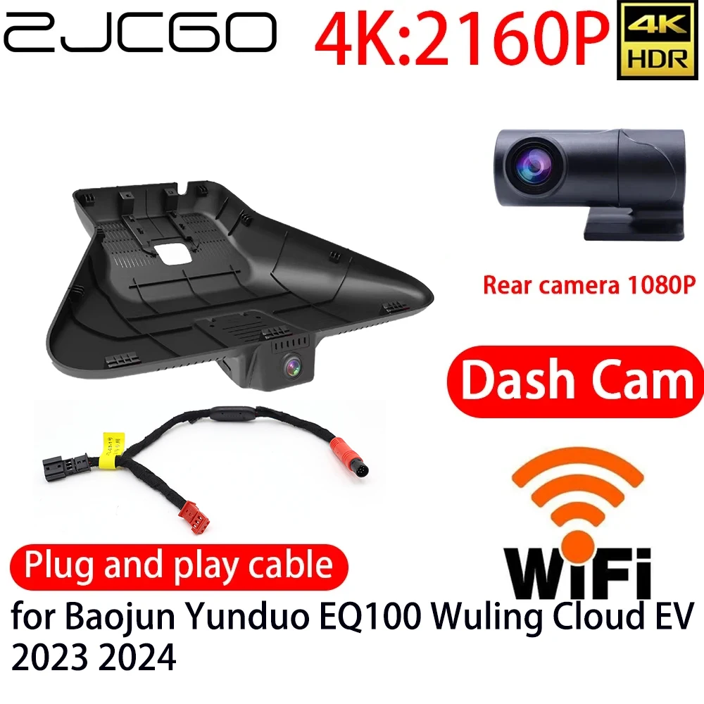 

ZJCGO 4K DVR Dash Cam Wifi Front Rear Camera 24h Monitor for Baojun Yunduo EQ100 Wuling Cloud EV 2023 2024