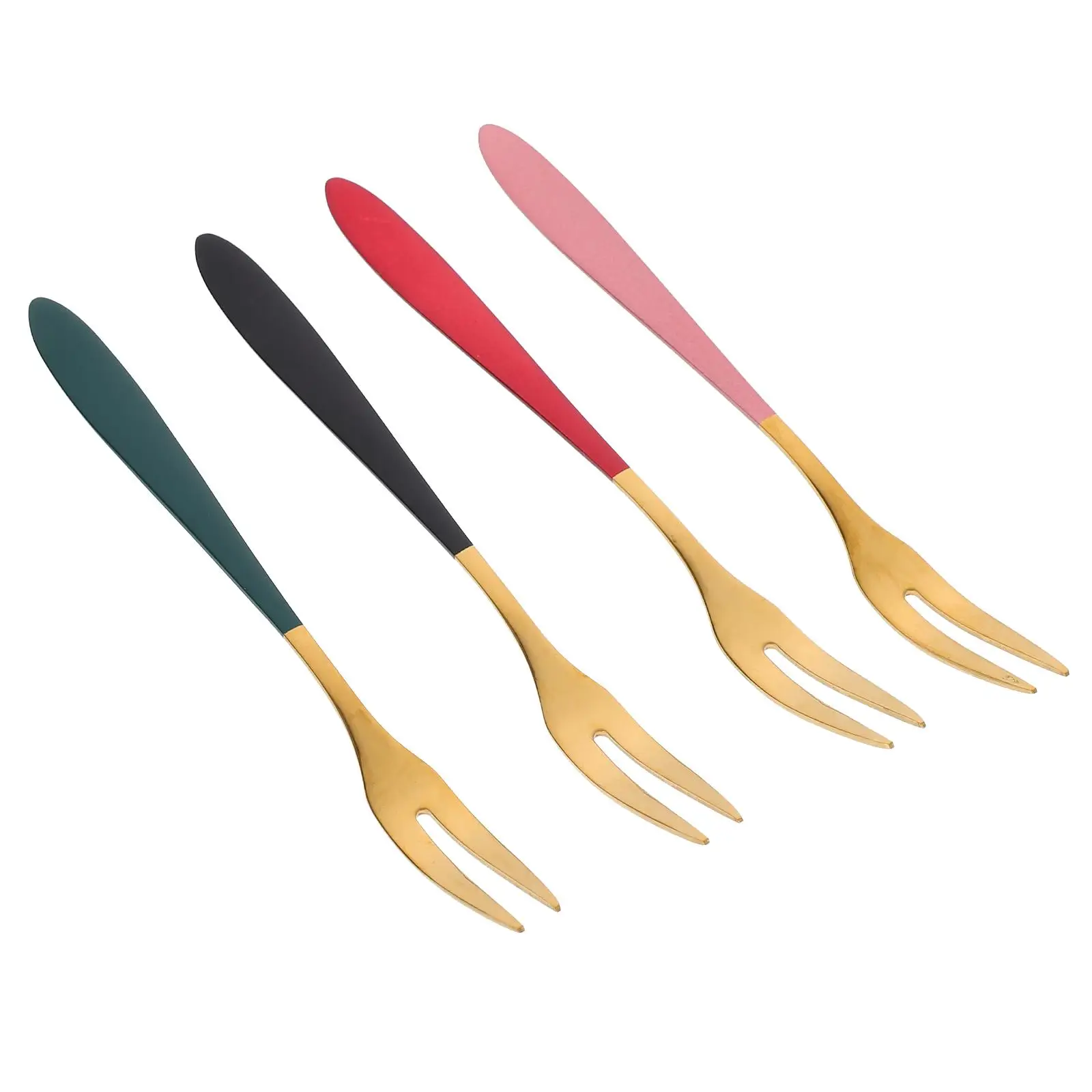 

4 Pcs Stainless Steel Fruit Forks Kids Silverware Tableware Holiday Cake Serving Utensils Anti Rust Safe Family Dining Gifts