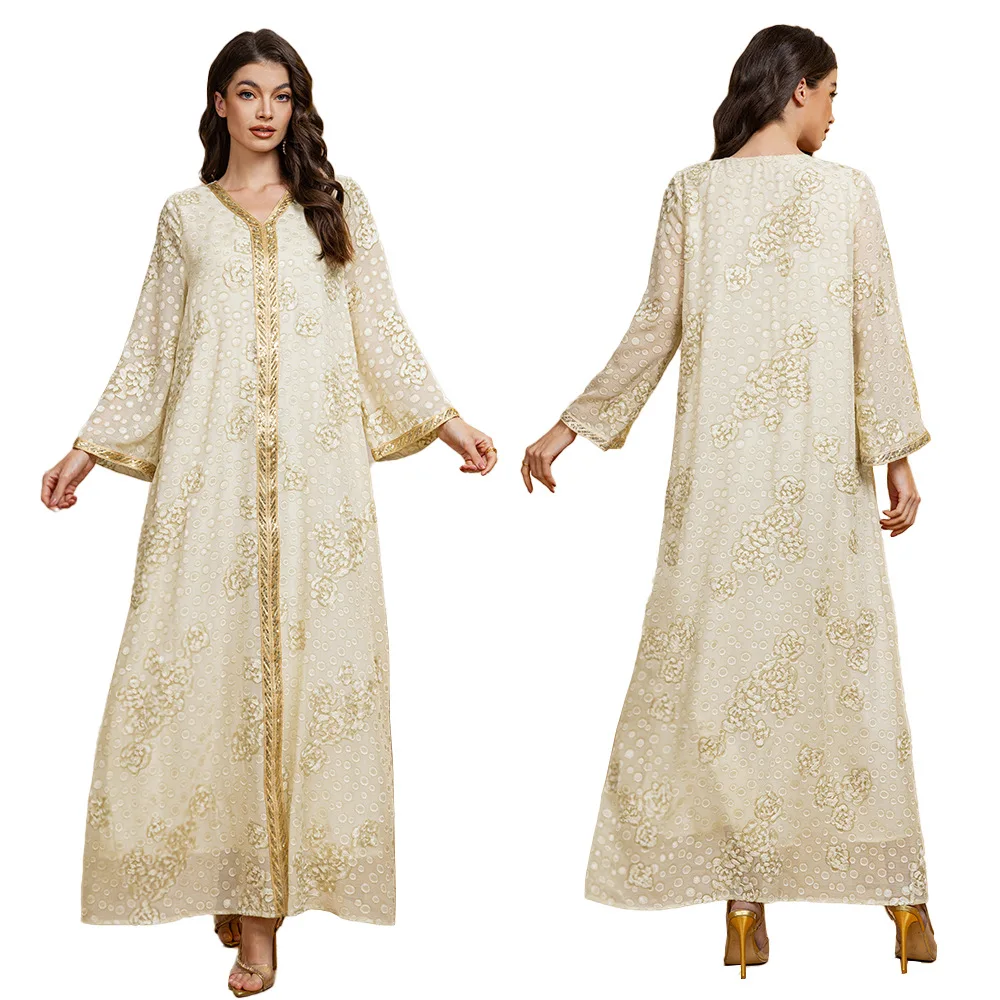 

Eid Women Dress Muslim Abaya Vestidos Largos Party Caftan Chiffon Sequins Jalabiya Ramadan Long Dresses Dubai Arab Robe 2025