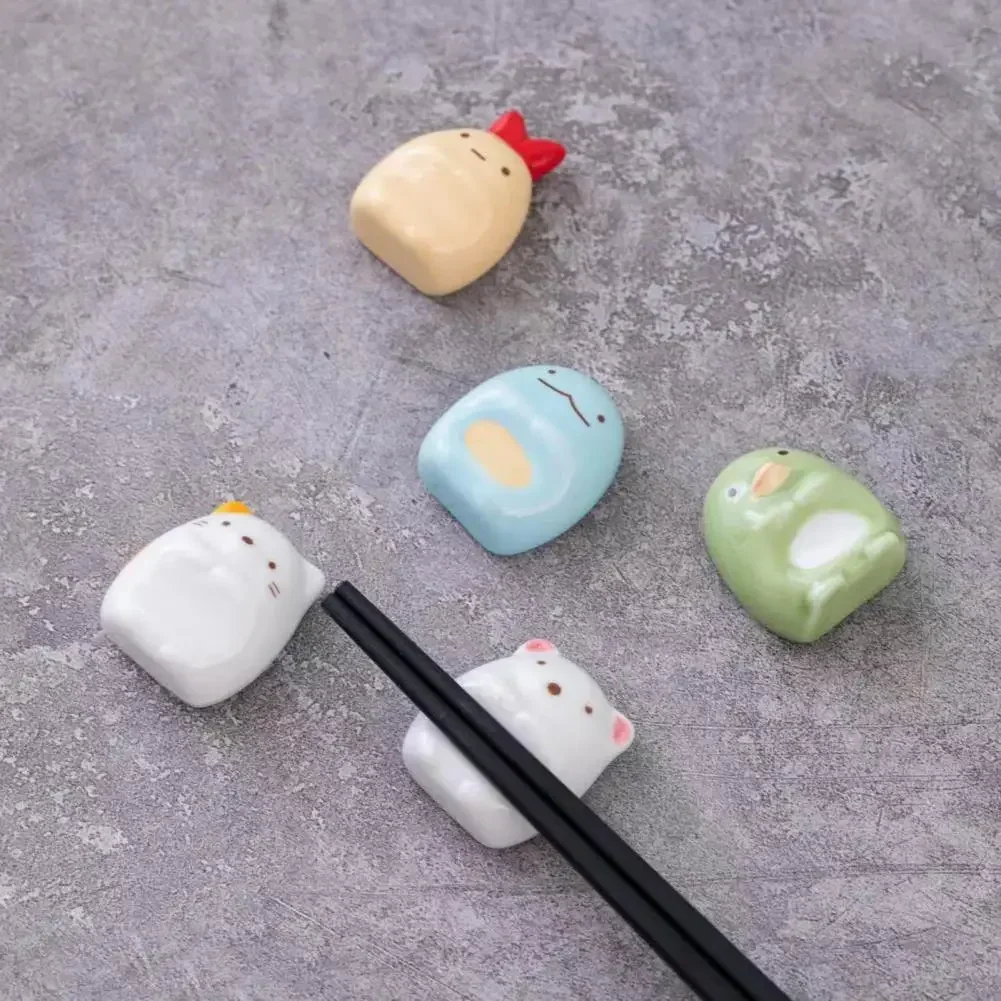 Cute Ceramic Chopstick Holder Creative Shape Adorable Appearance Porcelain- Cartoon Cat Bear Chopstick Kawai Tableware Holder