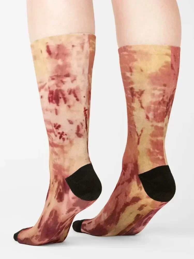 Multi-Colored Shibori Textile Artwork Socks loose New year's Thermal man winter Stockings man Mens Socks Women's