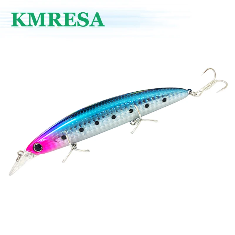 Señuelos de Pesca de pececillos flotantes, cebo duro Artificial de fundición larga para lubina de agua dulce, Swimbait, tachuela Jerkbait, 110mm, 20g, nuevo