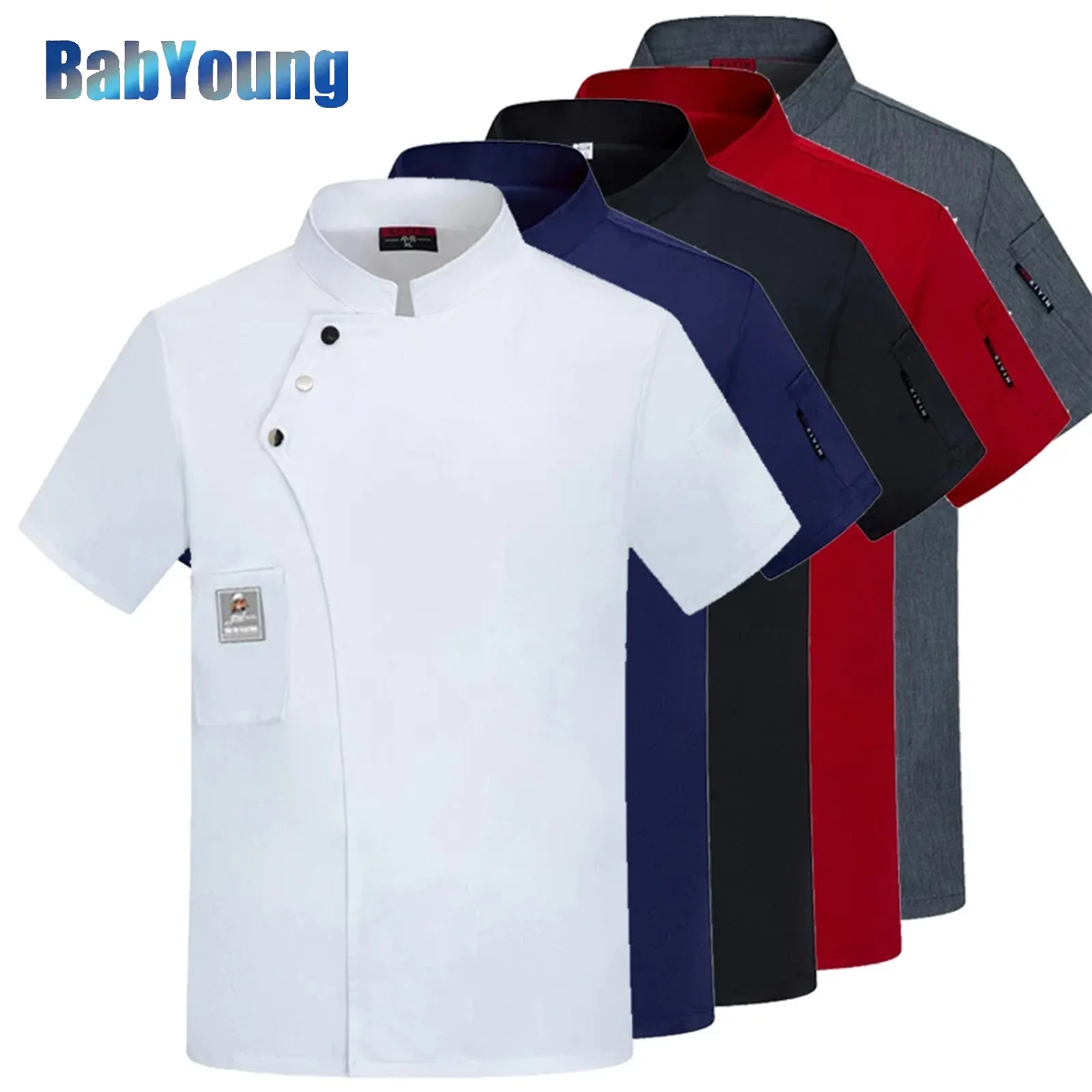 M-4Xl Mens Uniforms Cook Shirt Blouse Restaurant Kitchen Jacket Bakery Work Wear Uniform Breathable Waitress Chef Coat