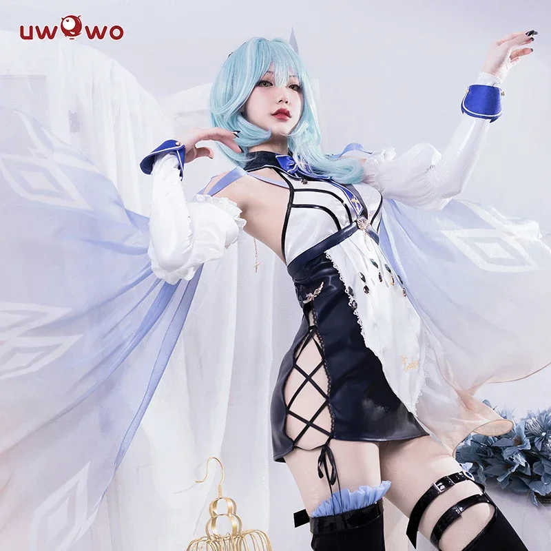 الدفعة الأخيرة UWOWO Eula فستان الخادمة التأثيري لعبة Genshin Impact Cosplay Maid Ver. أزياء إيولا للهالوين كرنفال الزي