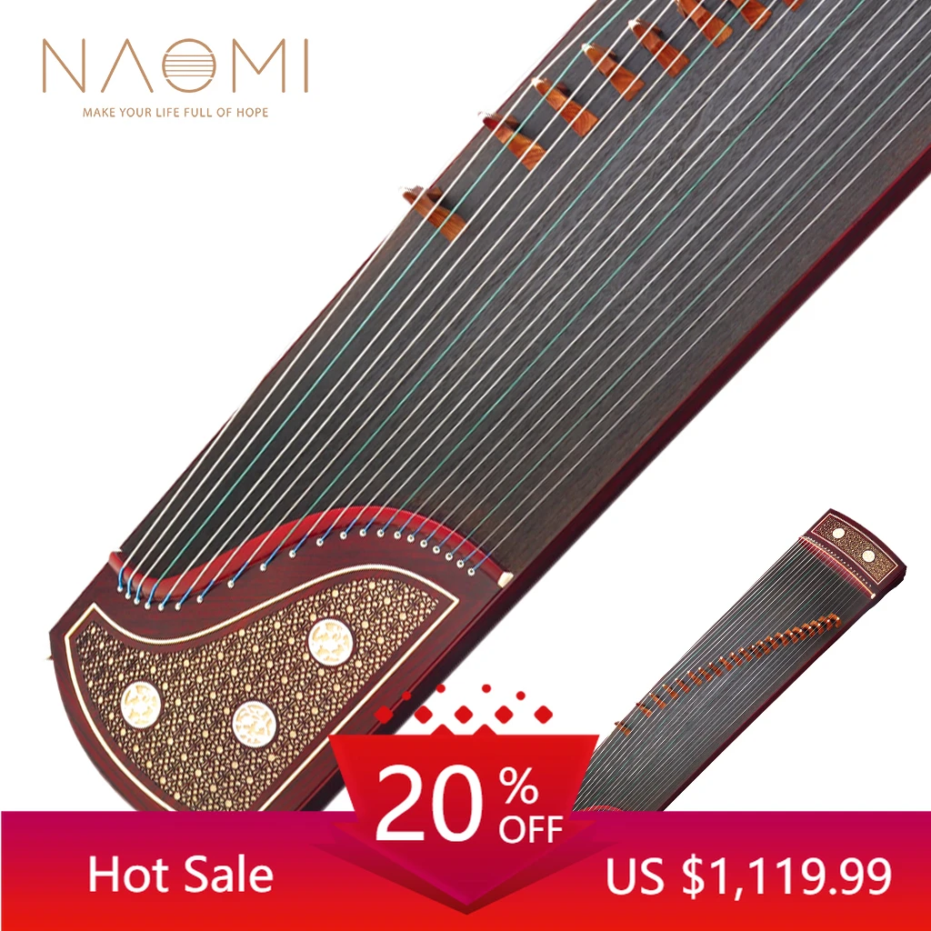 NAOMI Carved Rosy Sandalwood Guzheng Instrument Chinese Koto Hand-carved 163cm 21Strings Standard For Performance