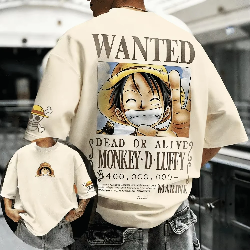 2026 Unisex Cotton T-shirt ONE PIECE Monkey D. Luffy Summer New Product Anime Printed Parent Child Short Sleeve T Shirt