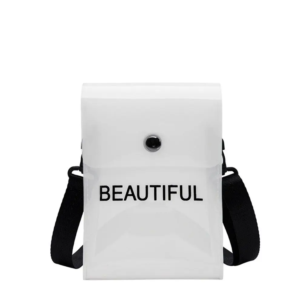 Fashion PVC Jelly Color Flap Bags Women Transparent Single Shoulder Messenger Bags Mobile Phone Bags