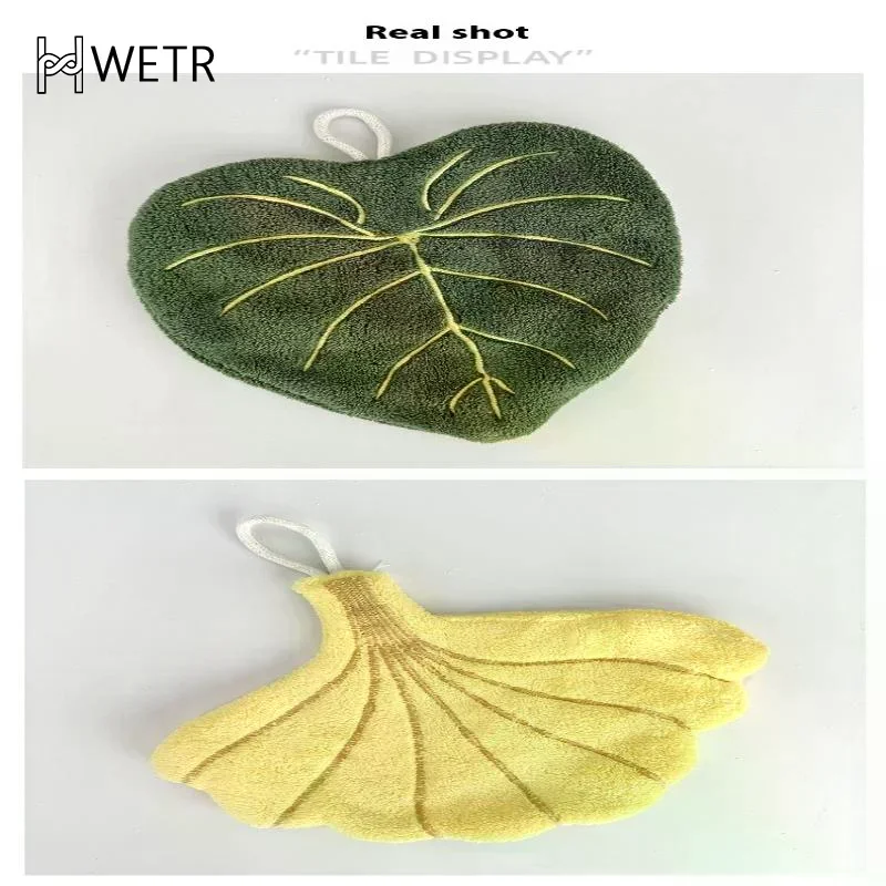 Soft Double-layer Leaf Style Hand Towel Thickened Absorbent Hanging Hand Cloth Speed Dry Handkerchief Rag