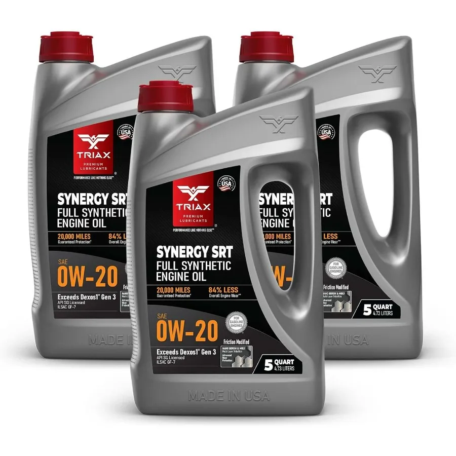 

Synergy SRT 0W20 Full Synthetic Friction Modified Engine Oil 20K Miles API SP Licensed 3x Wear Protection Nano Boron and Moly F