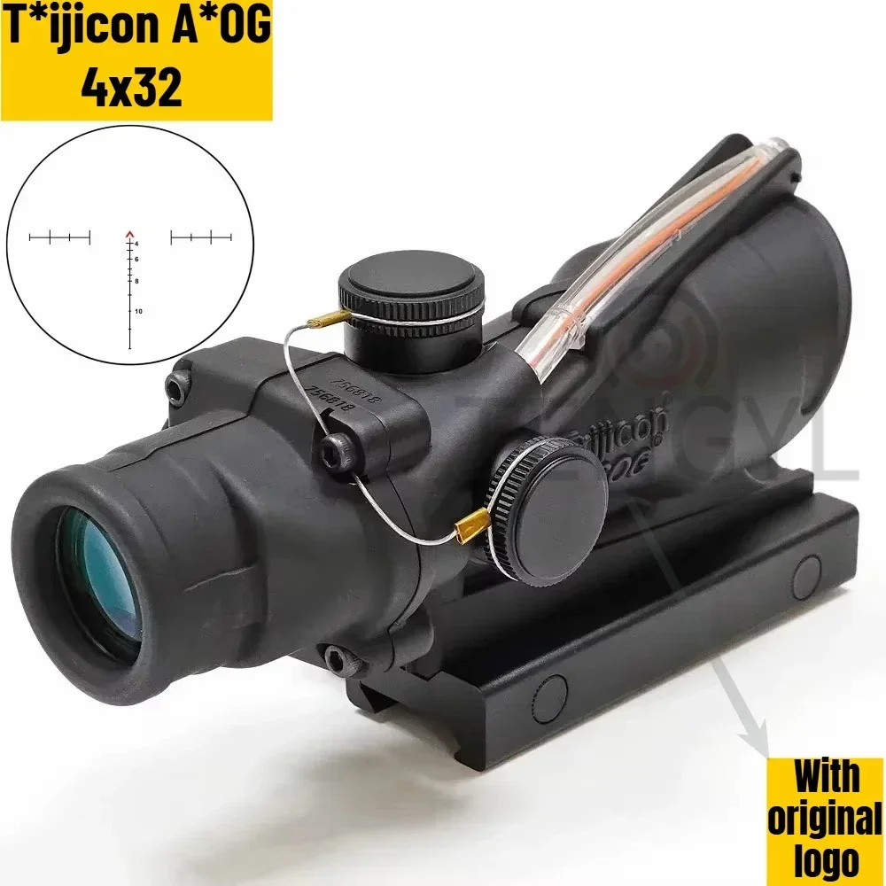 Hunting A*OG 4x32 Fiber Illuminated Red Chevron Scope with Killflash and Embossed Logo Rifle Scope Ar 15