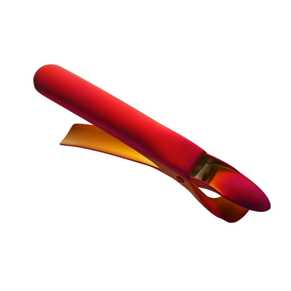 Pinza para platos y cuencos caliente de acero inoxidable con mango de resorte rojo, anti-escaldaduras, utensilio de cocina