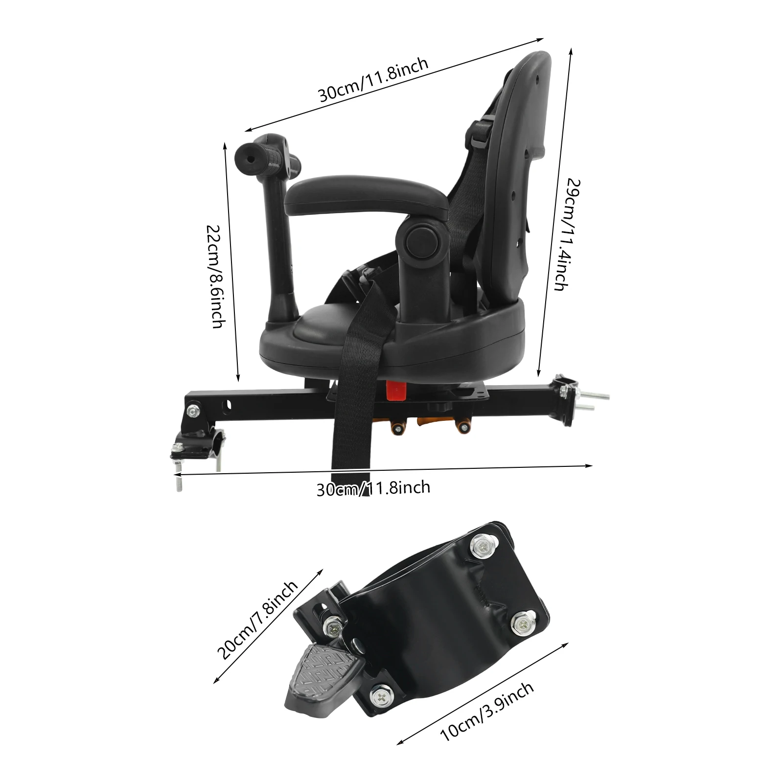 

Black Bike Child Seat Front Bicycle Seat for Children 30*29cm Seat Size 40kg/88 lbs Load-bearing Capacity