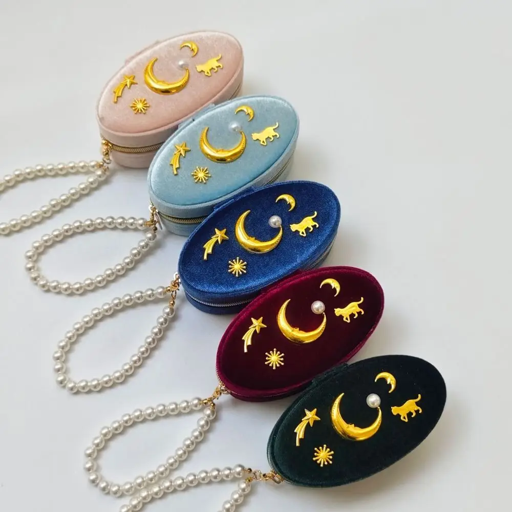 

Шкатулка для украшений Moon Star: бархатный футляр для хранения жемчужных брелоков, мини-колец и браслетов, подарочная упаковка