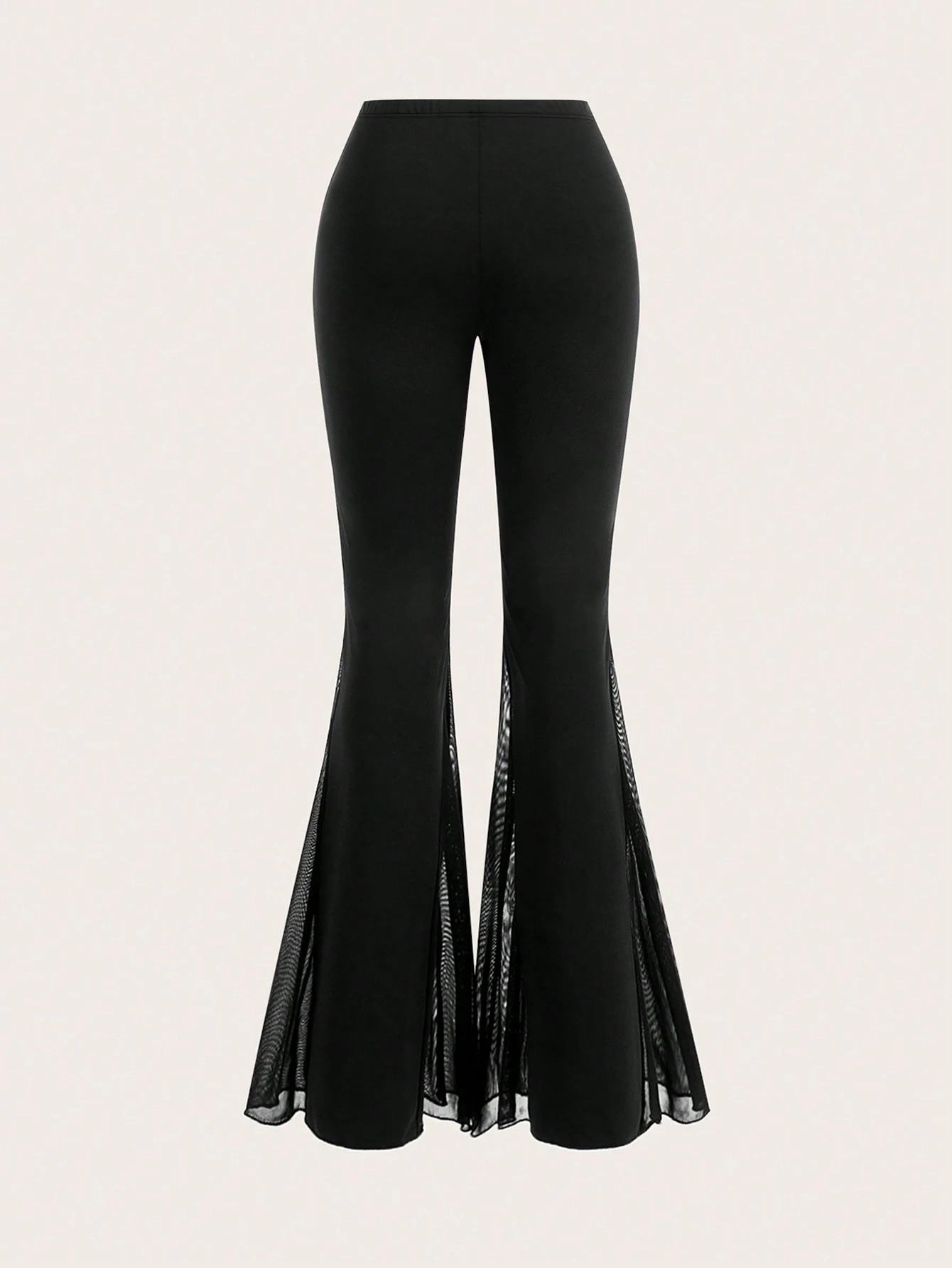 Pantaloni svasati slim neri a vita alta da donna eleganti Pantaloni da pendolare casual con design in pizzo moda primavera estate