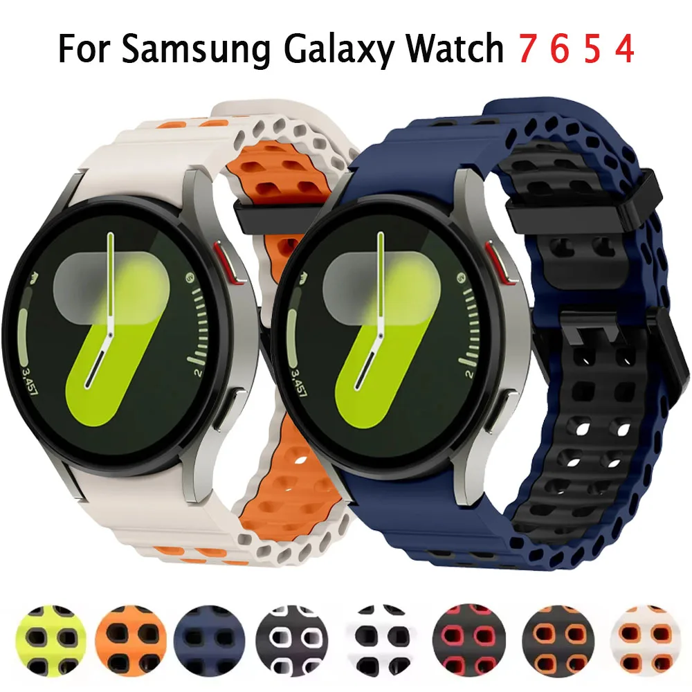 

No Gaps Silicone Strap for Samsung Galaxy Watch 7 6 5 4 FE 40mm 44mm/4 6 Classic/5 Pro Sport Bracelet Galaxy Watch 7 Band 44 mm