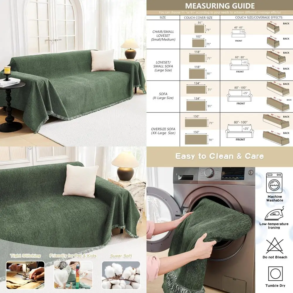 

Pet-Friendly Oversized Sofa Covers for 3-Cushion Couches, L-Shaped and Sectional Couches - Durable Couch Covers for Comfort and