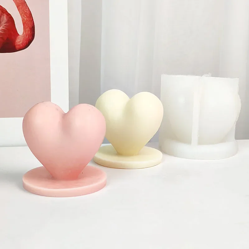 3D Love Candle Silicone Mold DIY Handmade Heart-shaped Soap Gypsum Crystal Crafts Resin Casting Mold Valentine\'s Day Gift Making