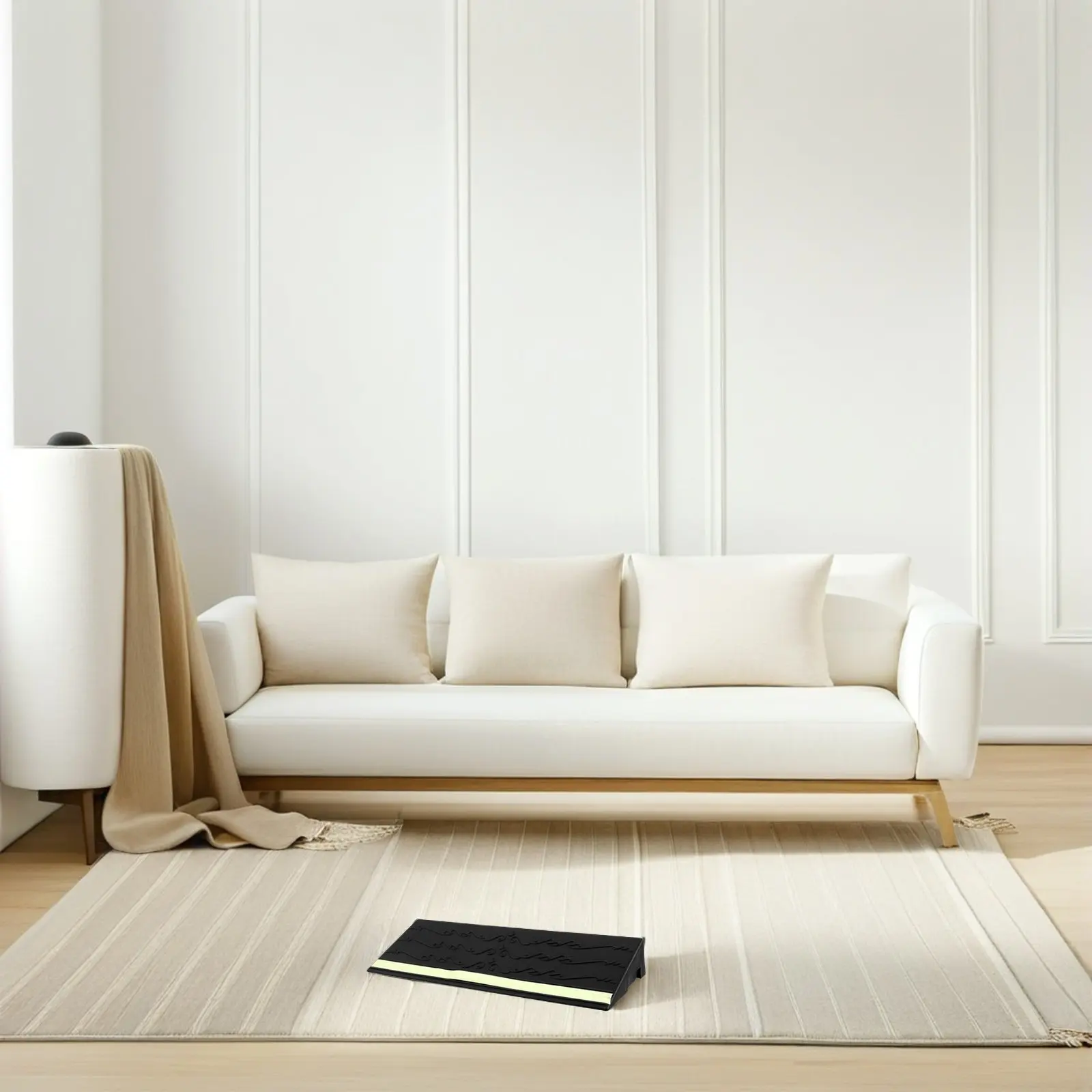 Robot Vacuum Door Threshold Ramp Angled Entry Mat 30x6.5cm Non-Slip Plastic Ramp Pad Indoor Modular Slope Mat for Sweeping