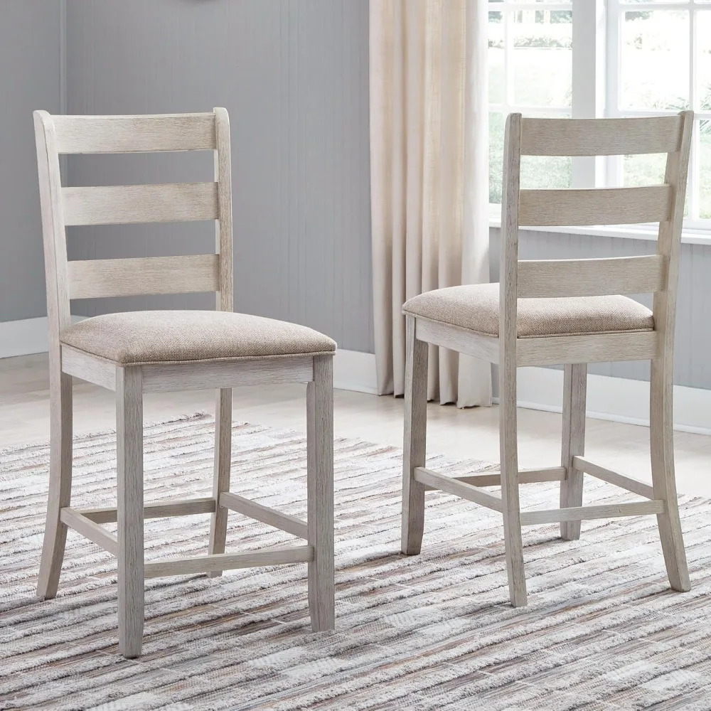 

Design by Ashley Skempton 24" Counter Height Upholstered Barstool, Set of 2, Antique White