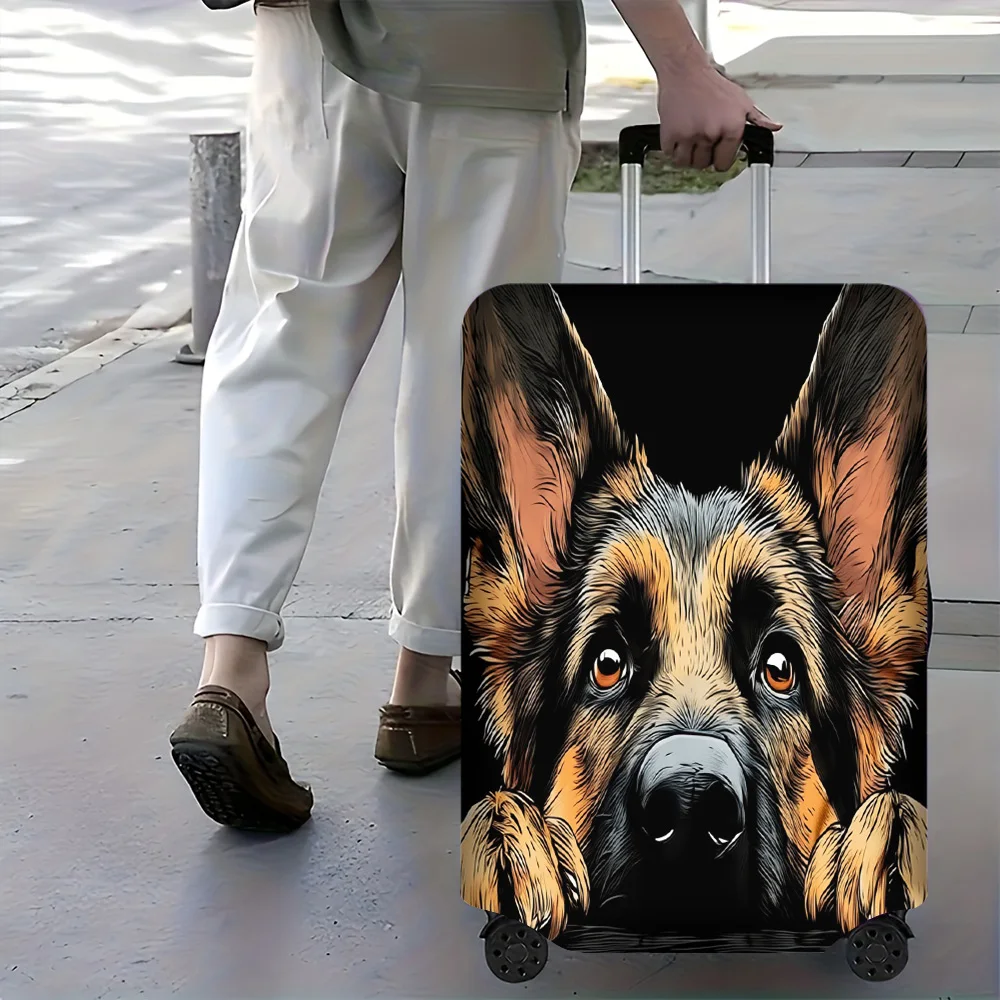 1pc German Shepherd Luggage Cover. Fits 18–32-inch suitcases; effectively protects your luggage