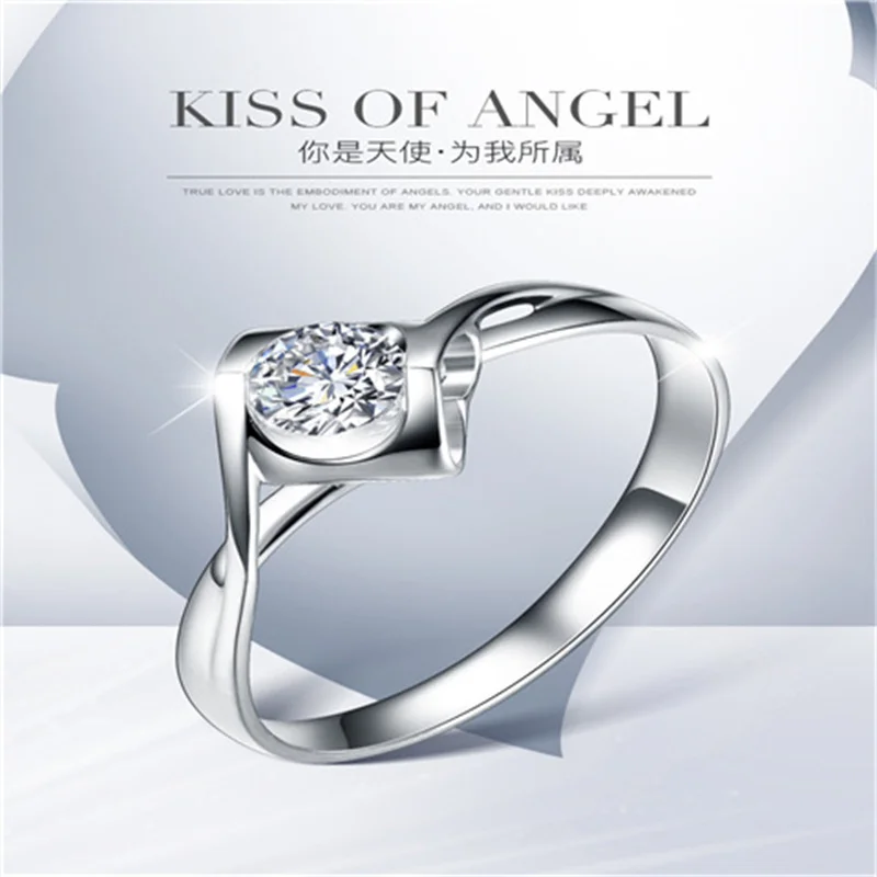 Classic Silver Plated Wedding Rings For Women Cross Zirconia Angel's Kiss Women's Ring Valentine's Day Present Accessories