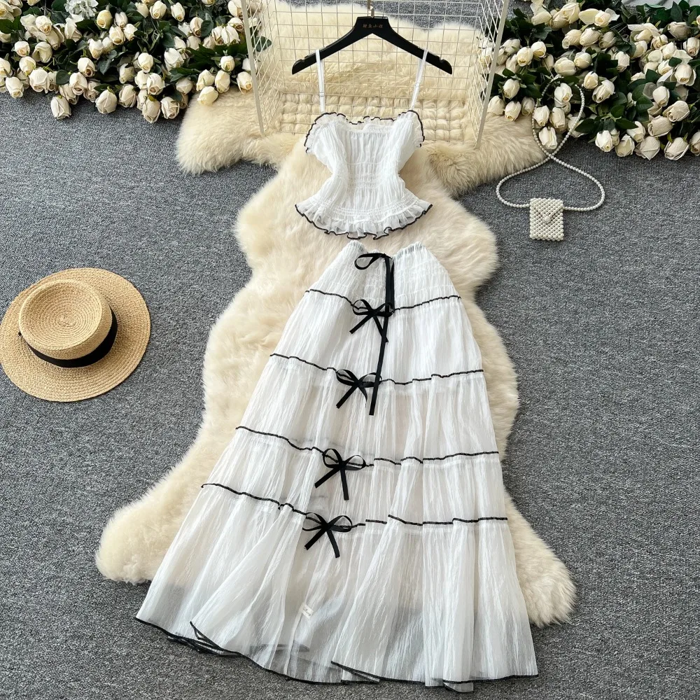 

Шикарное сексуальное сетчатое платье с открытой спиной и бретельками-бабочками, повседневное платье трапециевидной формы, летнее пляжное платье, женский праздничный комплект из двух предметов